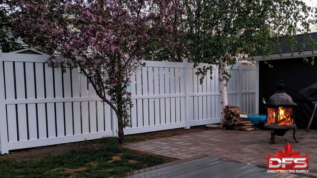 Huron semi-privacy vinyl fence installed Canadian residential yard