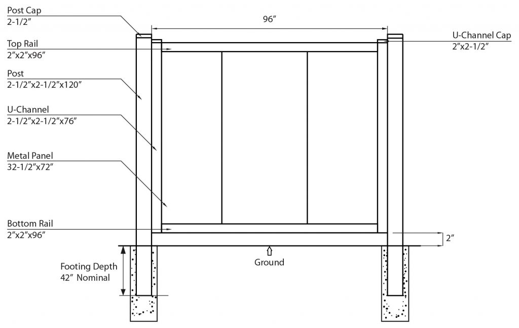steel fence components illustration