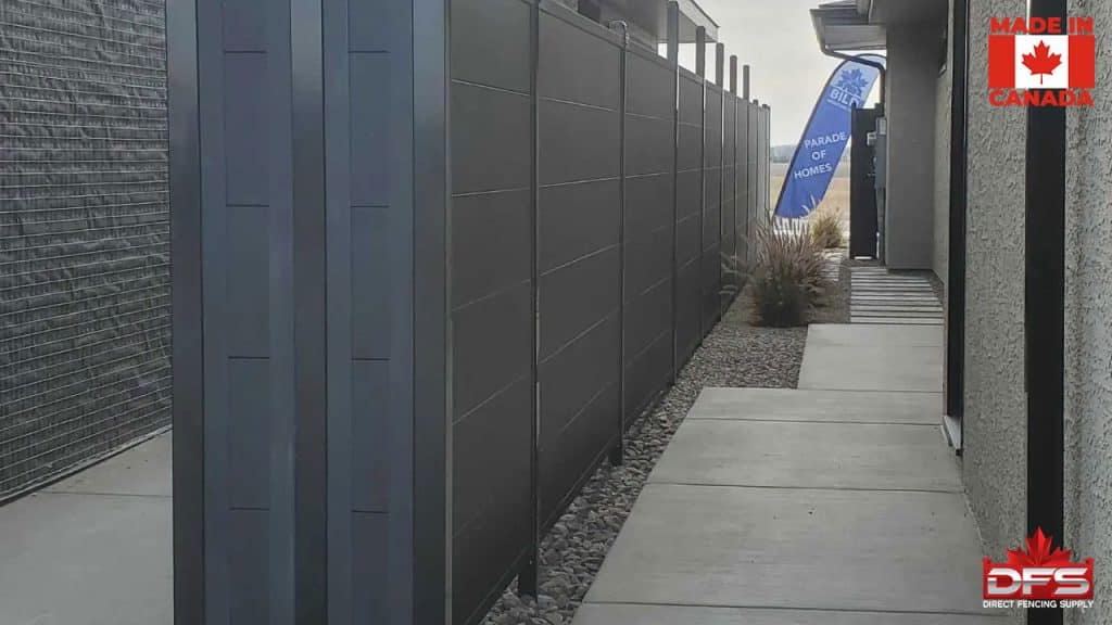 Barrier fence black sound barrier system installed along highway Canada