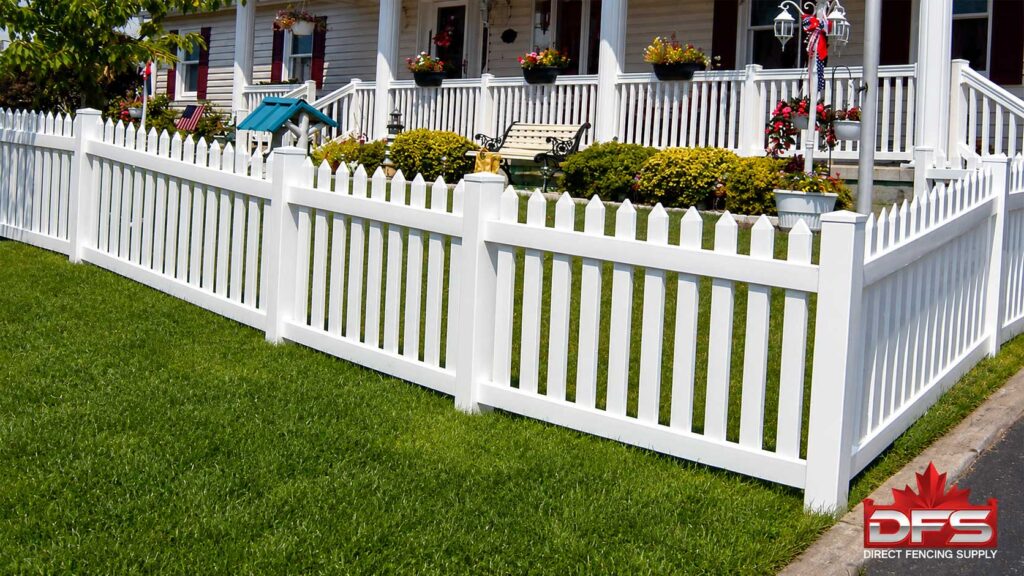 Cloverdale white vinyl picket fence Canadian residential property