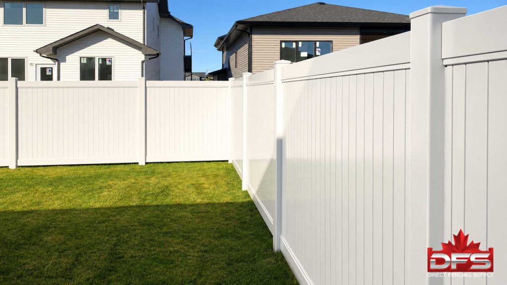 Jasper vinyl privacy fence installed in Canadian backyard