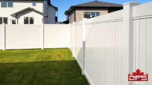Jasper vinyl privacy fence installed in Canadian backyard